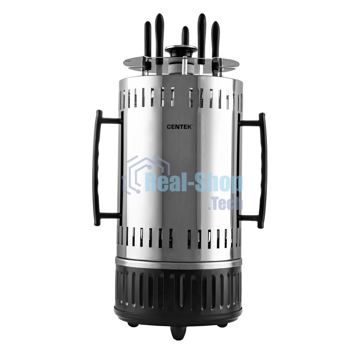 Шашлычница электрическая Centek CT-1460 1000Вт, Кварц нагр, Рецепты, 5 шамп (310мм), вращ 12раз/мин+ колба!