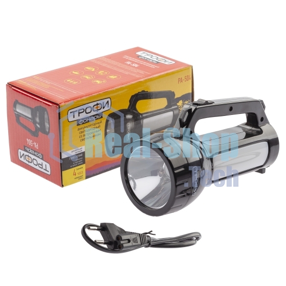 Фонарь светодиодный Трофи PA-504 прожекторный аккумуляторный со встроенным светильником