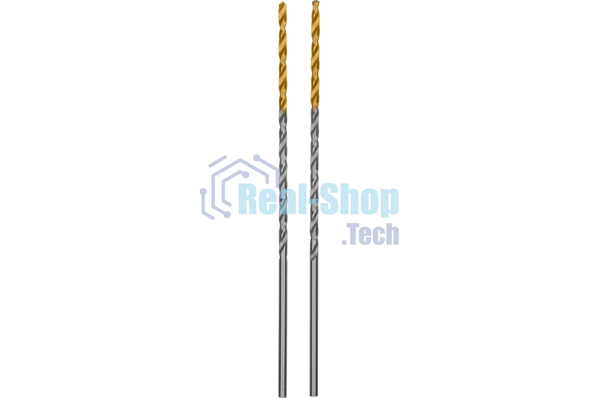 Сверло спиральное по металлу Denzel 2 х 86 мм Р6М5, Golden Tip, удлиненное, 2 шт.