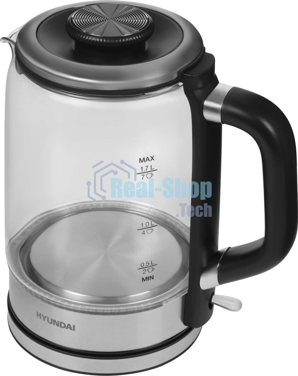 Чайник электрический Hyundai HYK-G5501 1.7 л, 2200 Вт, серебристый/черный
