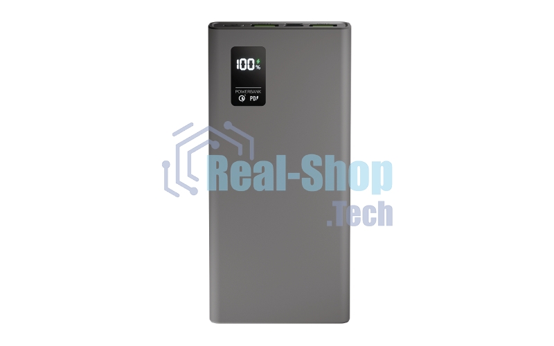 Внешний аккумулятор OLMIO QR-10, 10000mAh, 22.5W, QuickCharge3.0/PowerDelivery, LCD, серый