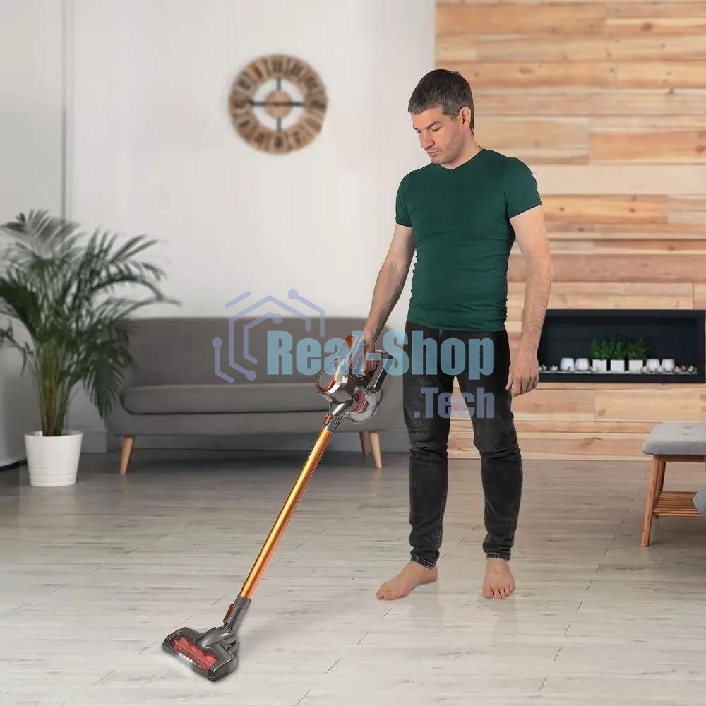 Пылесос вертикальный Endever SkyClean VC-301 черный/оранжевый, питание от аккумулятора, 75 Вт, уборка сухая, пылесборник 0,8 л