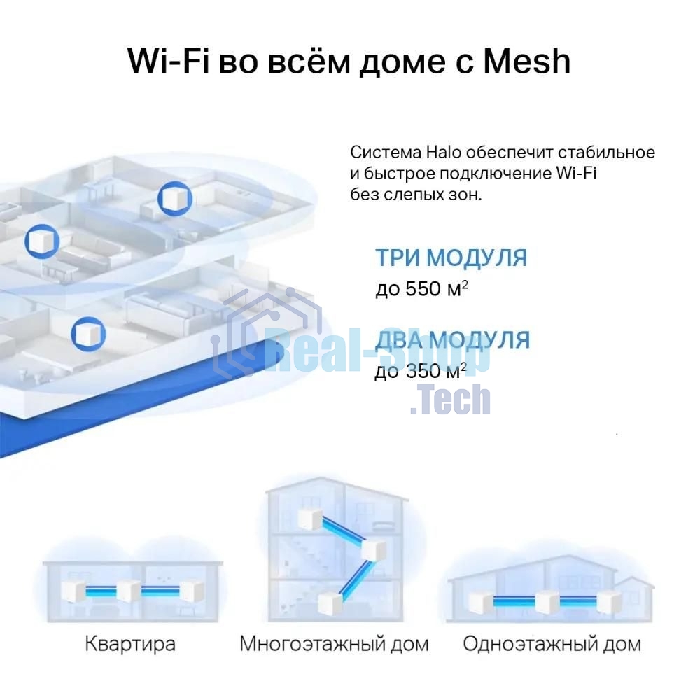 Бесшовный Mesh роутер Mercusys Halo H60X(2-pack) AX1500 10/100/1000BASE-TX белый (упак.:2шт)