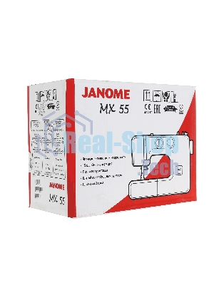 Швейная машина Janome MX 55 белый/розовый, электромеханическая, вертикальный качающийся, 15 операций, петля полуавтомат