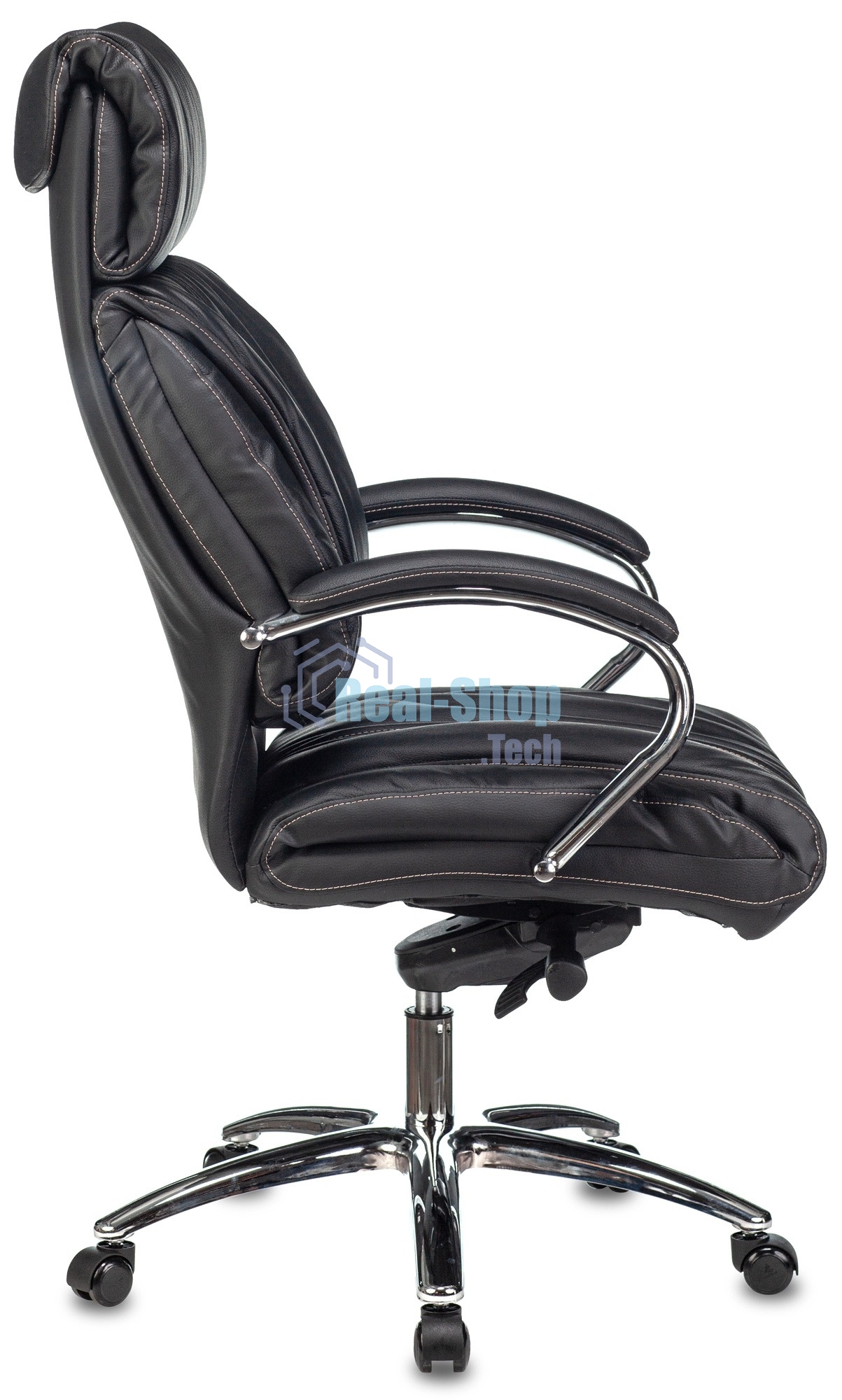 Кресло руководителя Бюрократ T-9904NSL черный, кожа, с подголов. крестовина металл хром