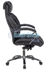 Кресло руководителя Бюрократ T-9904NSL черный, кожа, с подголов. крестовина металл хром