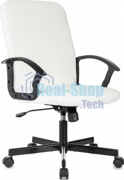 Кресло офисное Бюрократ Triest белый эко.кожа крестов. металл черный