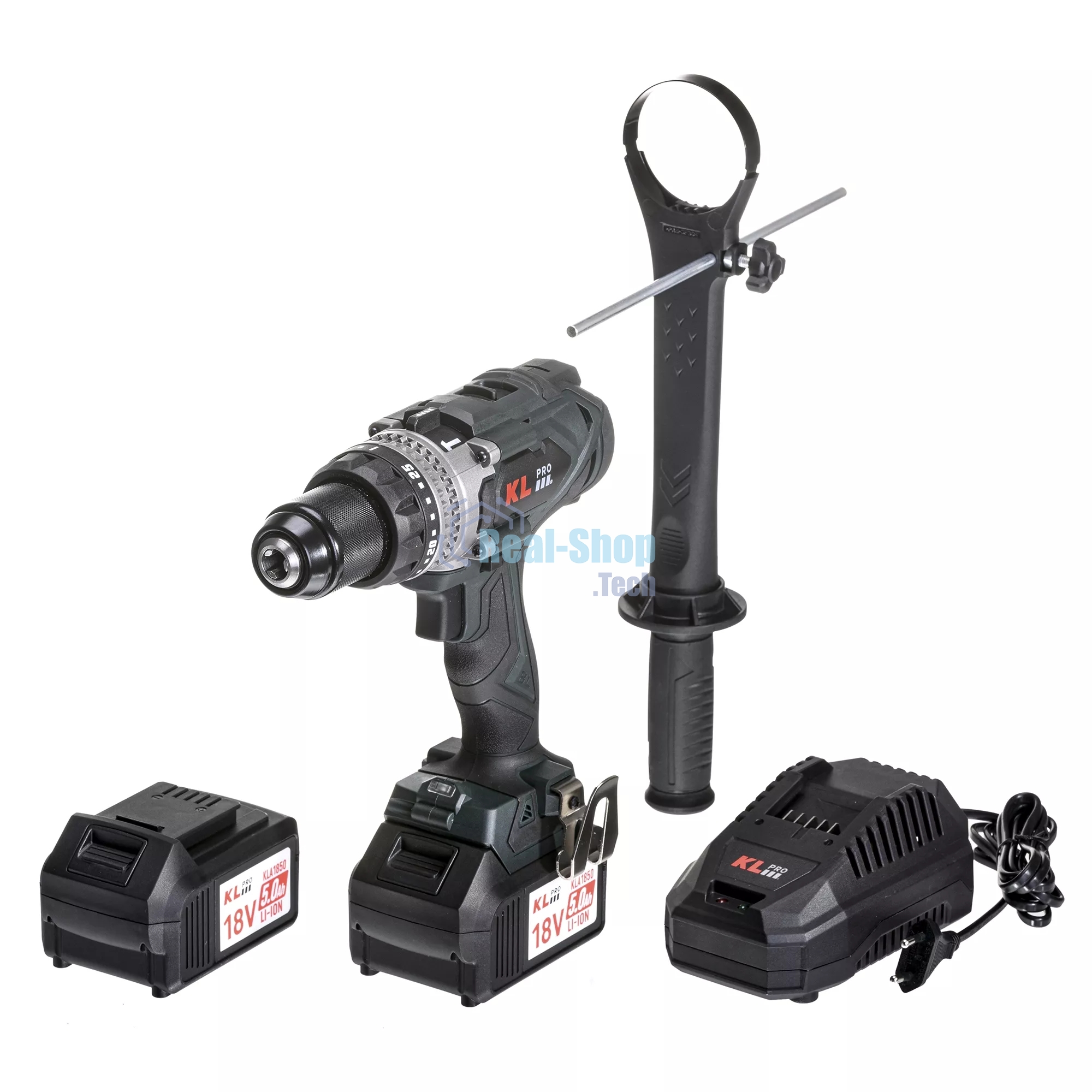 Профессиональный аккумуляторный бесщеточный ударный шуруповерт Klpro KLDM18BHX-50 (18В, Li-ion-2шт, 5.0А·ч, 150Нм, 2 скорости, подсветка, магнитная бита,З/У,в кейсе)