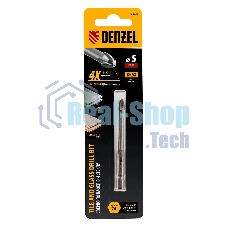 Сверло по керамической плитке Denzel 5 мм, крестовая пластина, 6-гр. хвостовик