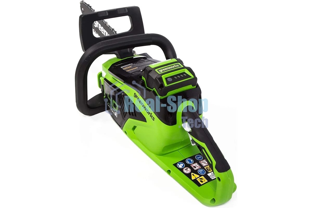 Цепная пила аккумуляторная (2005707UA) GreenWorks GD40CS15, 40V, 35 см, бесщеточная, 1,5 КВТ, с АКБ 2АЧ и ЗУ