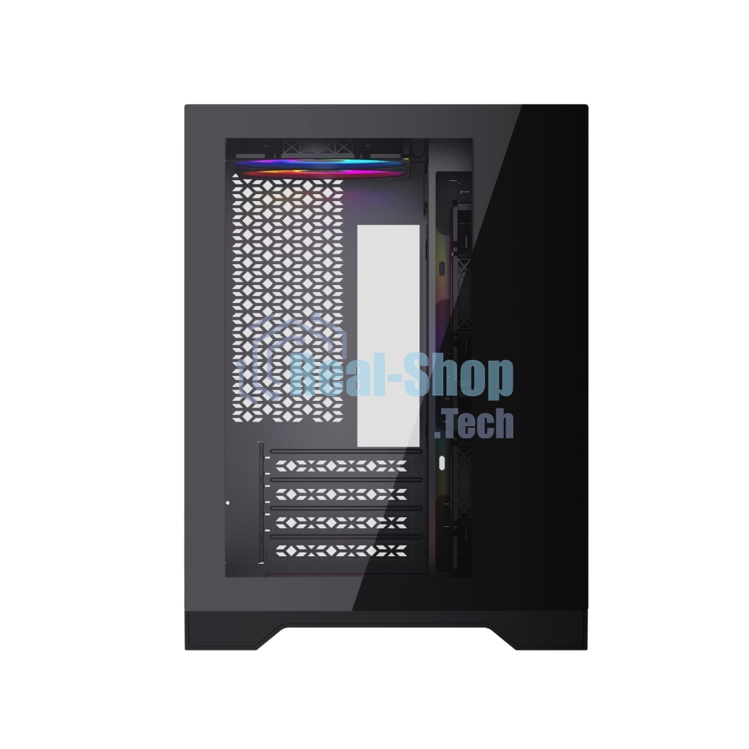 Компьютерный корпус Powercase Vision Micro, Black, Tempered Glass, 4х 120мм 5-color fan, черный, mATX (CVBM-L4)