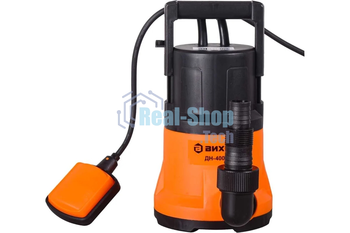 Дренажный насос Вихрь ДН-400 68/2/1 400 вт, глуб-8 м, max-11,3 м/час,частицы-5 мм