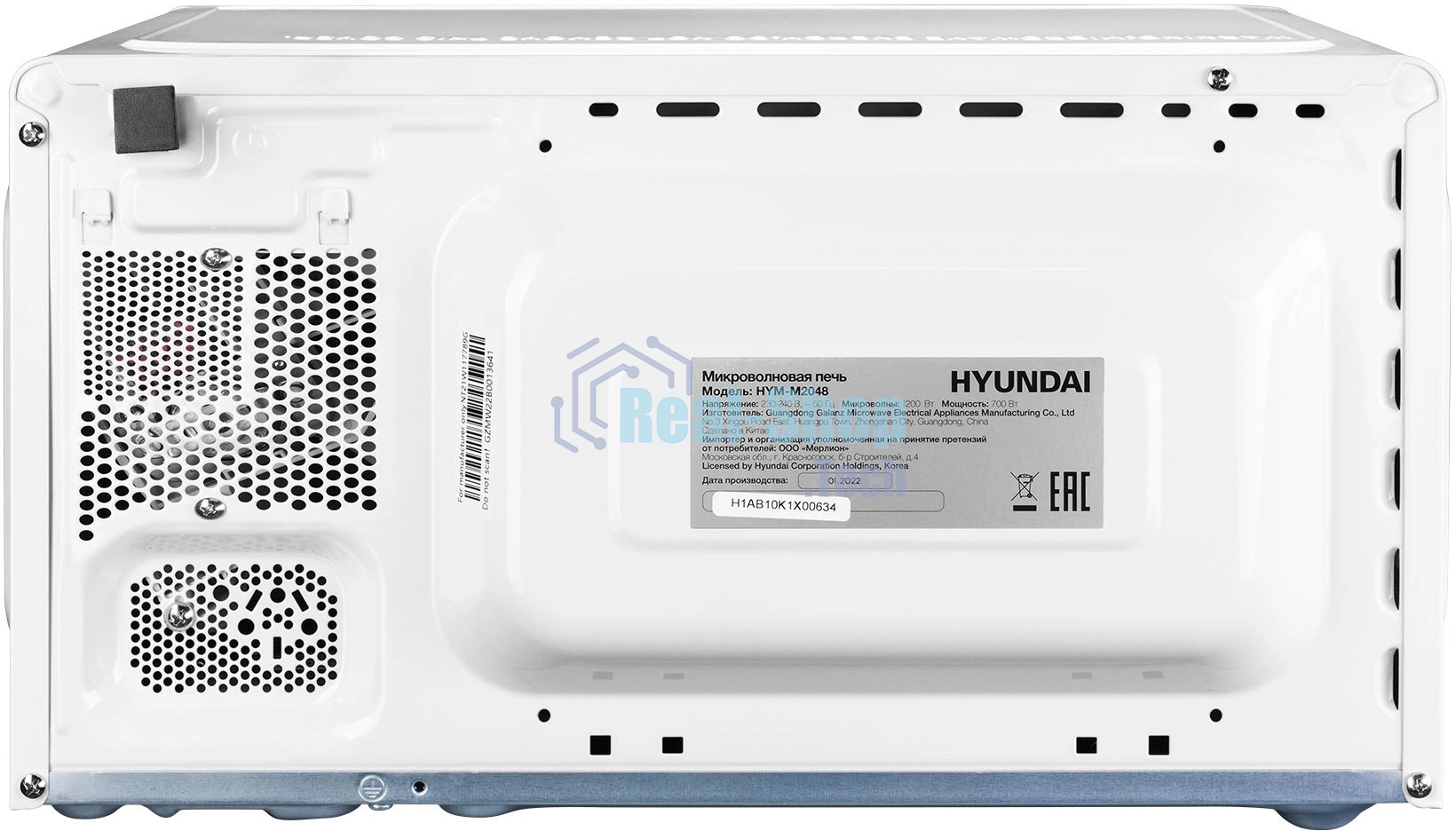 Микроволновая печь Hyundai HYM-M2048 белый, 20 л, 700 Вт, переключатели - поворотный механизм