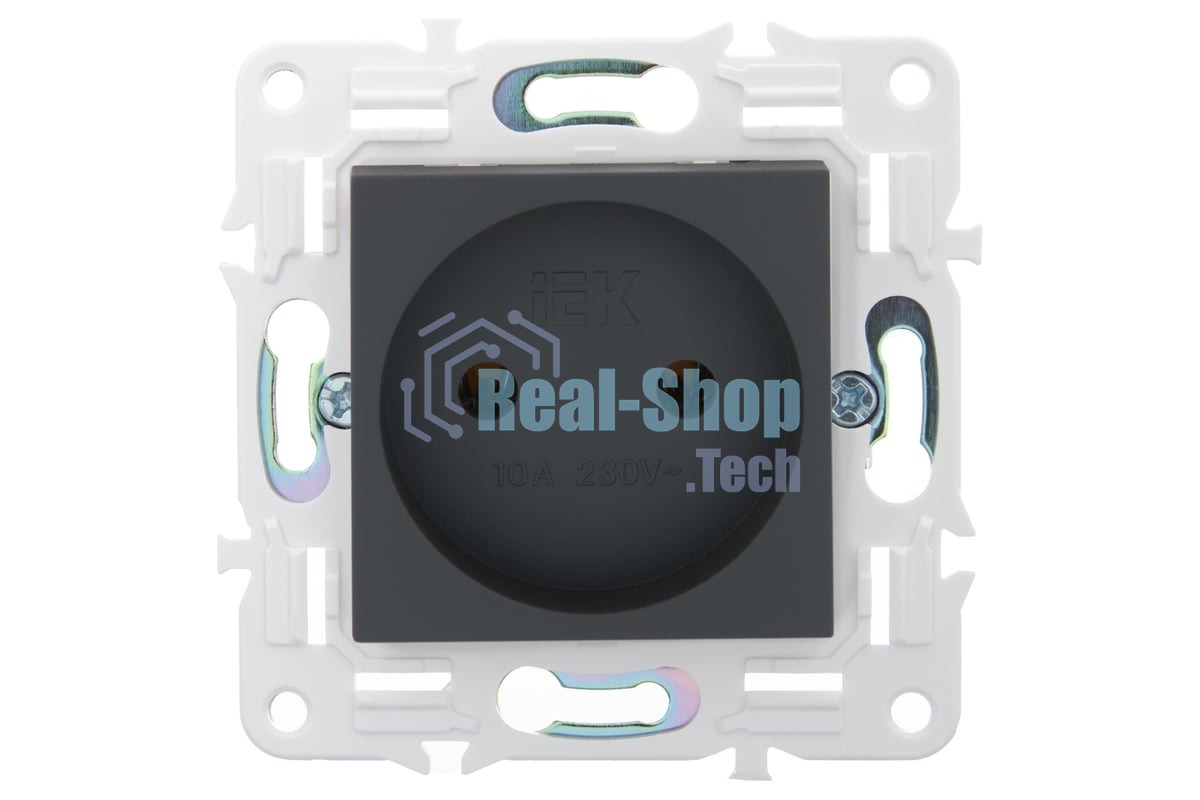 Розетка IEK SKANDY SK-R02G 10А графит без заземл. без защ. шторок SK-R10-10-K53