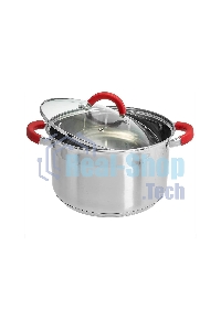 Кастрюля WEBBER BE-344/2 6,6 л, из нержавеющей стали со стеклянной крышкой