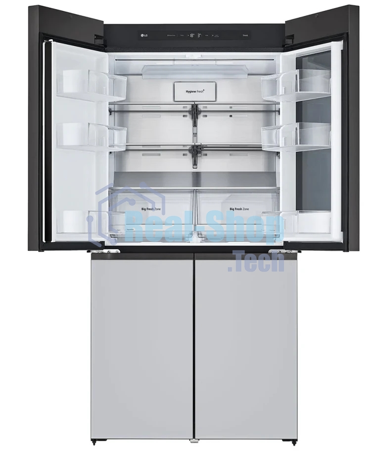 Холодильник LG GR-A24FQAKM серый трехкамерный 382/145л морозилка снизу, No Frost, Side by Side
