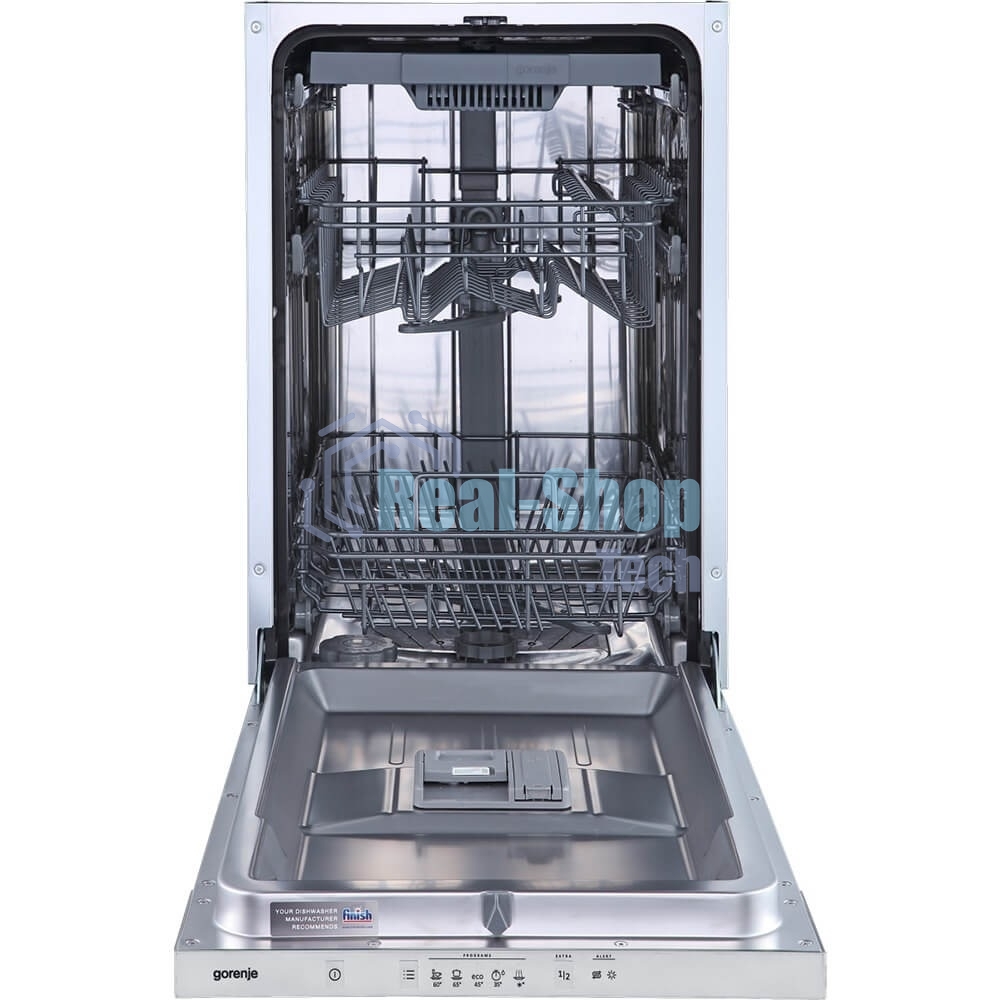 Посудомоечная машина встраиваемая Gorenje GV520D17S, загрузка 10 комплектов, стандартный мотор, регулировка верхней корзины по высоте, 3 корзины, кнопочное управление, звуковой сигнал завершения цикла, автооткрывание дверцы, половинная загрузка, полный AquaStop, энергоэффективность А+++, уровень шума 47 дБ, белый
