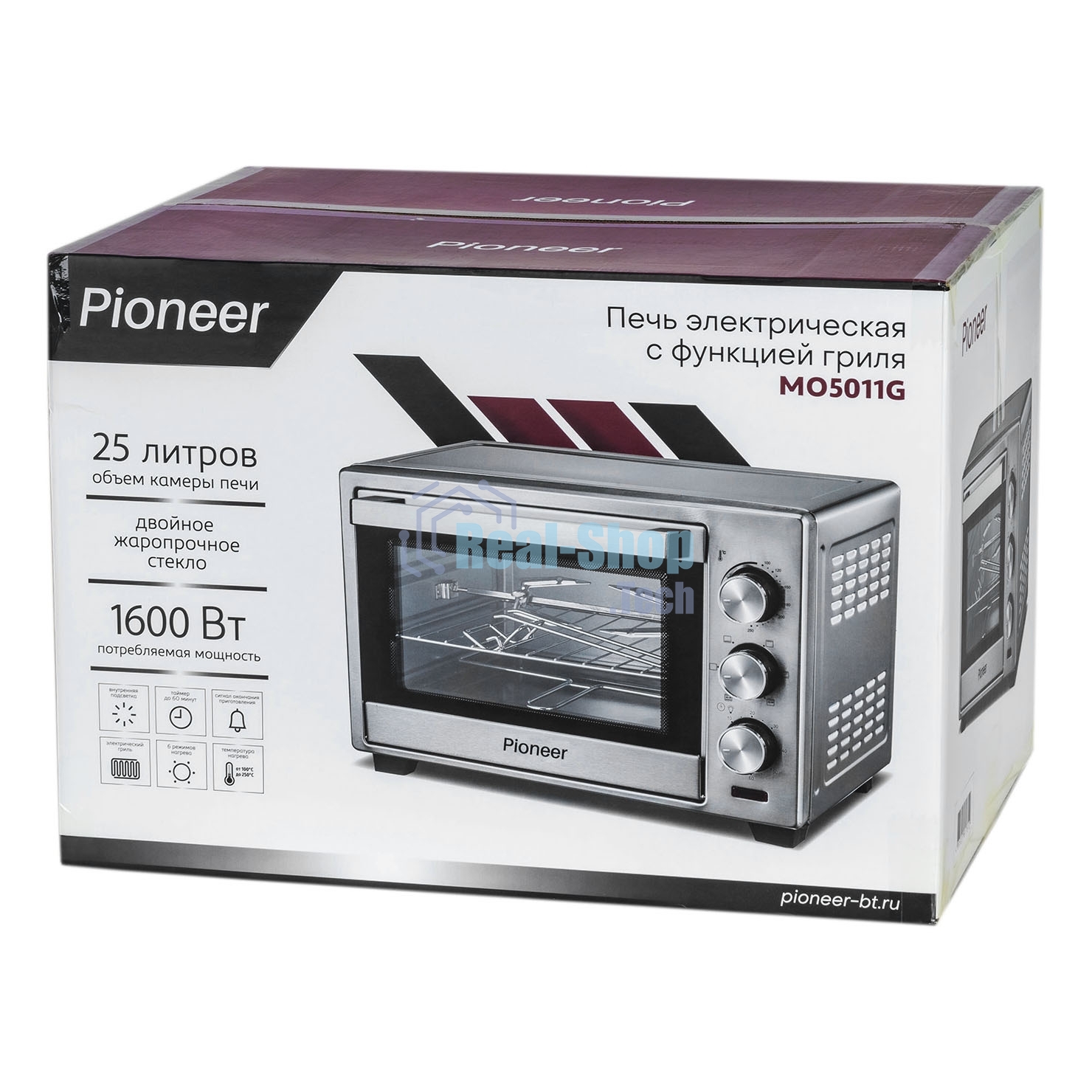 Мини-печь Pioneer MO5011G 25 л, 1600 Вт, серебристый