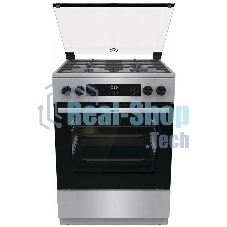 Плита комбинированная Gorenje GKS6C72XF серебристый, конфорок 4 газовых, духовка 71 л, 60 см x 85 см x 60 см