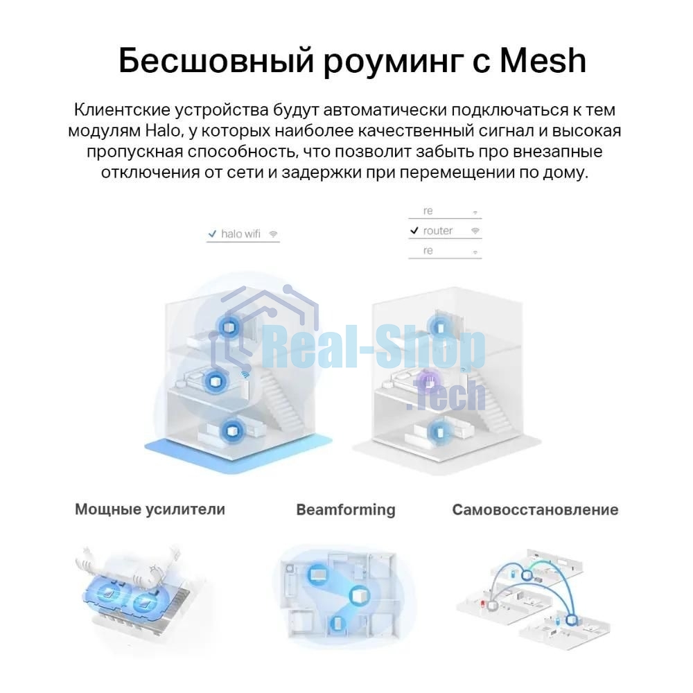 Бесшовный Mesh роутер Mercusys Halo H60X(2-pack) AX1500 10/100/1000BASE-TX белый (упак.:2шт)