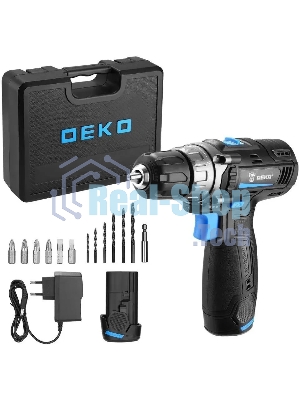 Дрель-шуруповерт Deko DKCD12V PRO, 12 В, 2 Ач, 32 Нм, щеточный