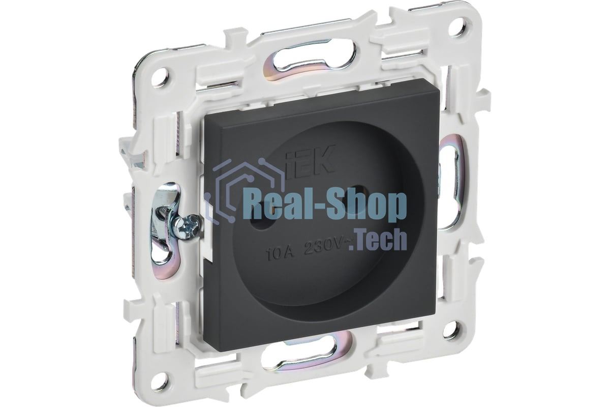 Розетка IEK SKANDY SK-R02G 10А графит без заземл. без защ. шторок SK-R10-10-K53