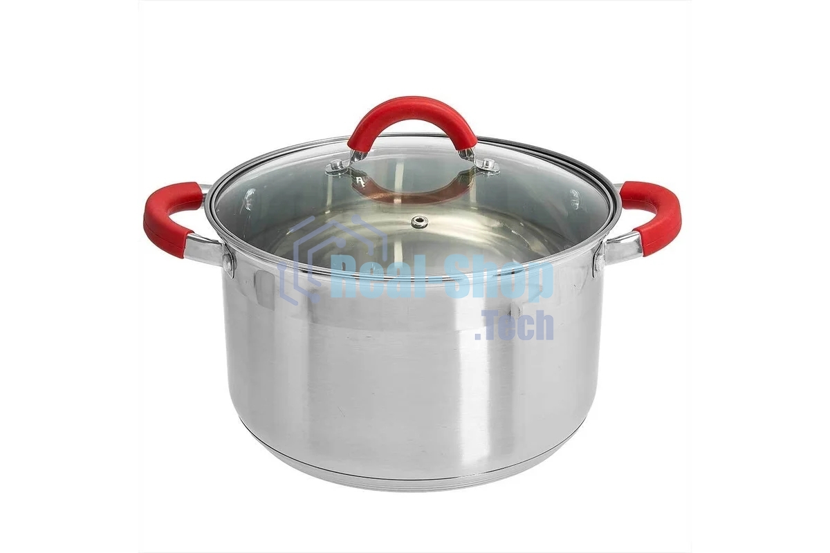 Кастрюля WEBBER BE-344/2 6,6 л, из нержавеющей стали со стеклянной крышкой
