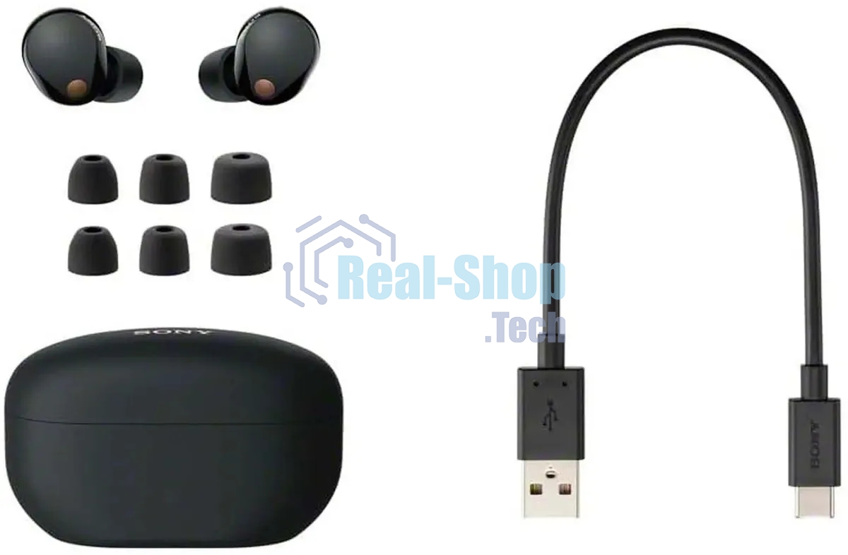 Наушники TWS Sony WF-1000XM5 черный, внутриканальные, Bluetooth, активное шумоподавление, беспроводная зарядка, до 8 ч