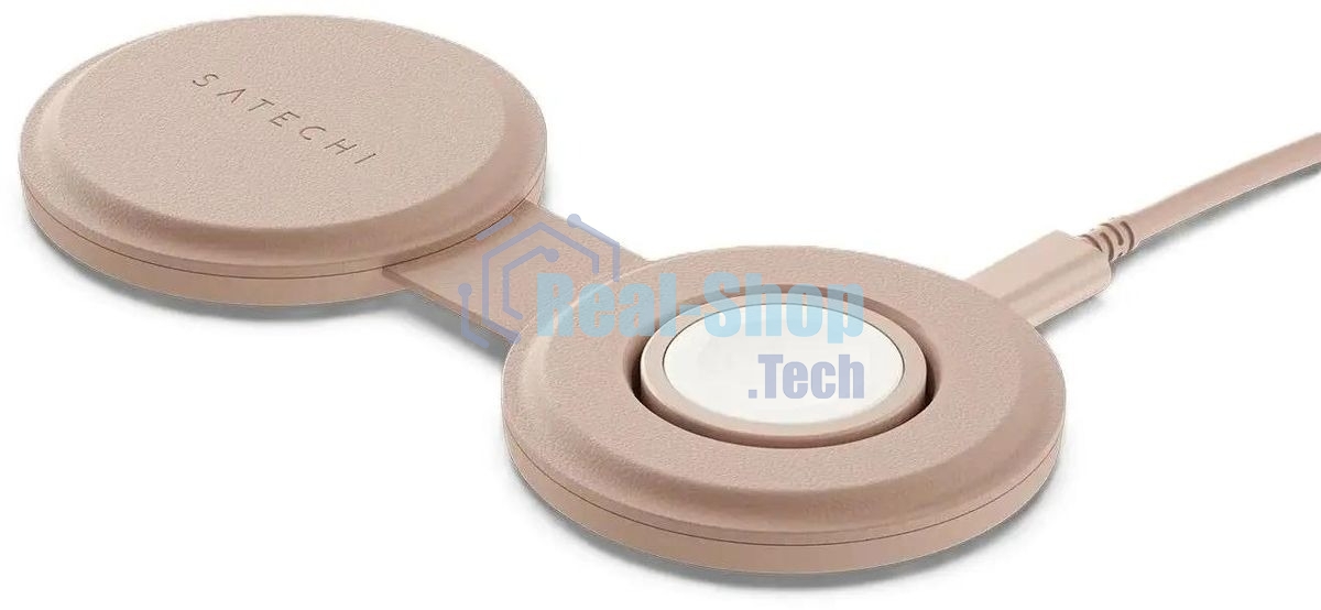 Переносное зарядное устройство Satechi Qi2 OntheGo 2-in-1 Wireless Charger, нежно-розовый