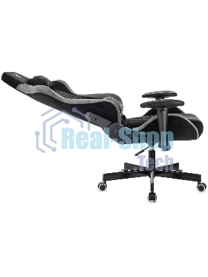 Кресло игровое Knight Regal Fabric черный/серый, иск. замша, крестов. металл