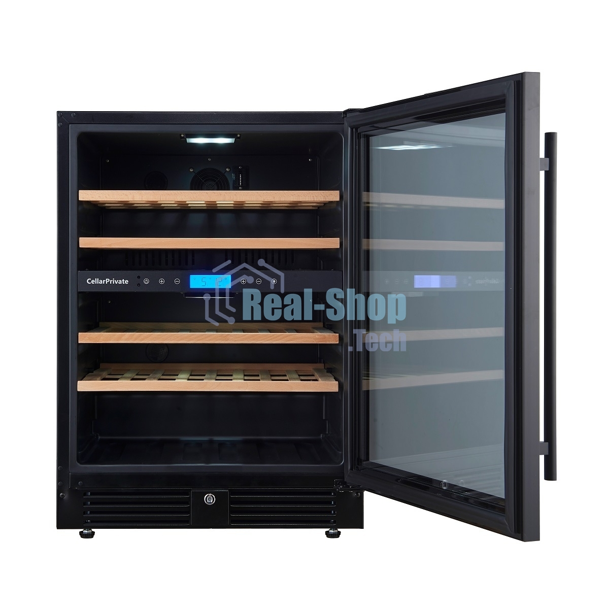 Винный шкаф встраиваемый Cellar Private CP043-2TB чёрный, 129 л, 2 отсека, 43 бут.