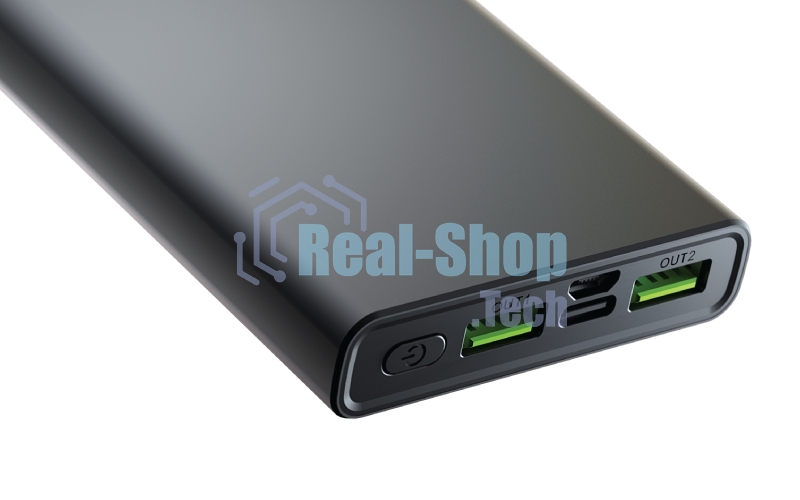 Внешний аккумулятор OLMIO QR-10, 10000mAh, 22.5W, QuickCharge3.0/PowerDelivery, LCD, серый