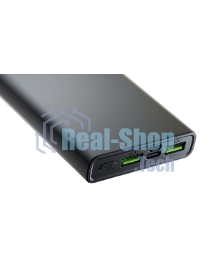 Портативный аккумулятор OLMIO QR-10, 10000mAh, 22.5W, QuickCharge3.0/PowerDelivery, LCD, серый