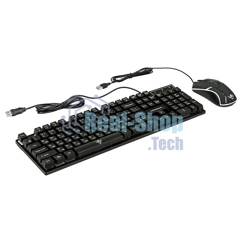 Комплект клавиатура+мышь Nakatomi KMG-2305U проводной, USB, 1600 DPI, черный