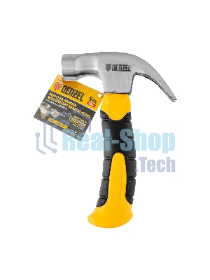 Молоток-гвоздодер мини Denzel, боек с магнитом, фибергласовая двухкомпонентная рукоятка, 9oz, 250г