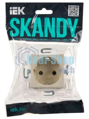 Розетка IEK SKANDY SK-R06B 16А с заземл. защ. штроки б/к бежевый SK-R14-16-1-K10