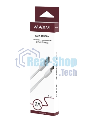 Кабель Maxvi MC-01F white USB-A - microUSB, 2A Плоский кабель, ток макс. нагрузки 2А, макс. напряжение 5V; стандарт USB 2.0; длина 1м, материал PVC, белый