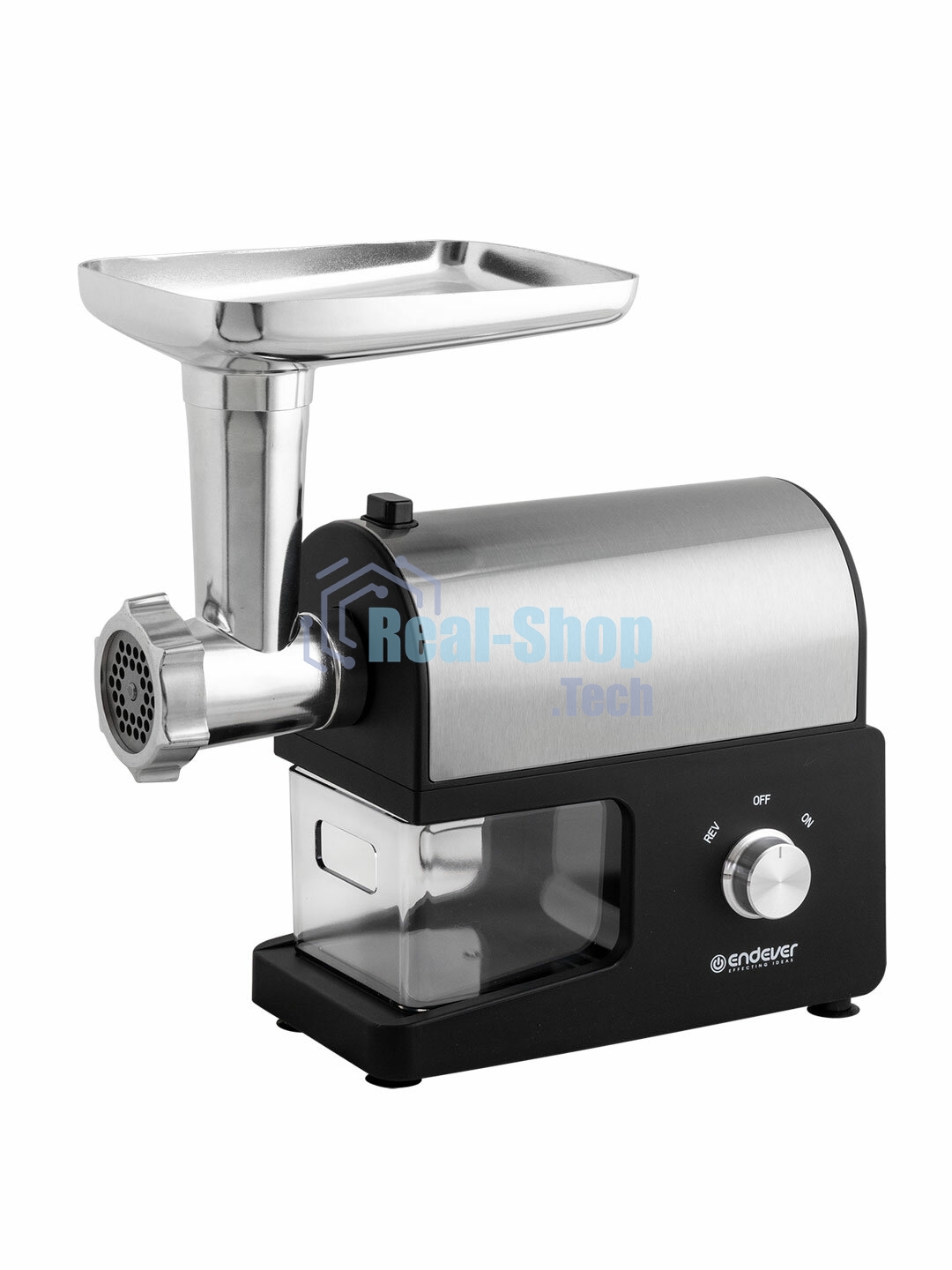 Мясорубка электрическая Endever Sigma-114 черный/стальной, 2600 Вт, 2.0 кг/мин, реверс, защита от перегрузки, металлический лоток, насадки - 5