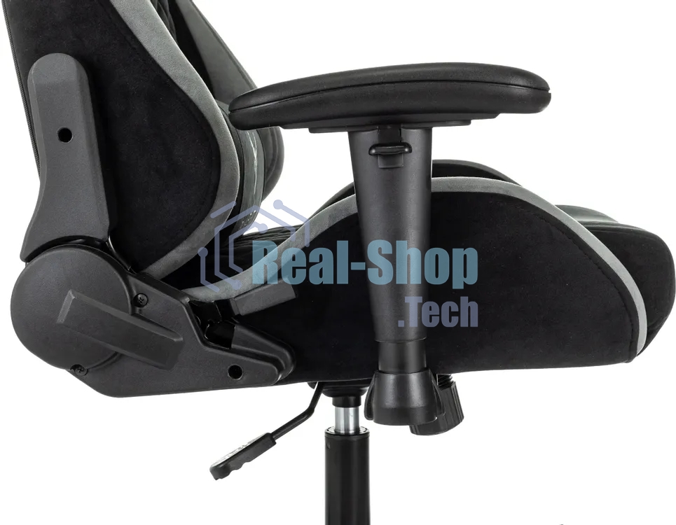 Кресло игровое Knight Regal Fabric черный/серый, иск. замша, крестов. металл