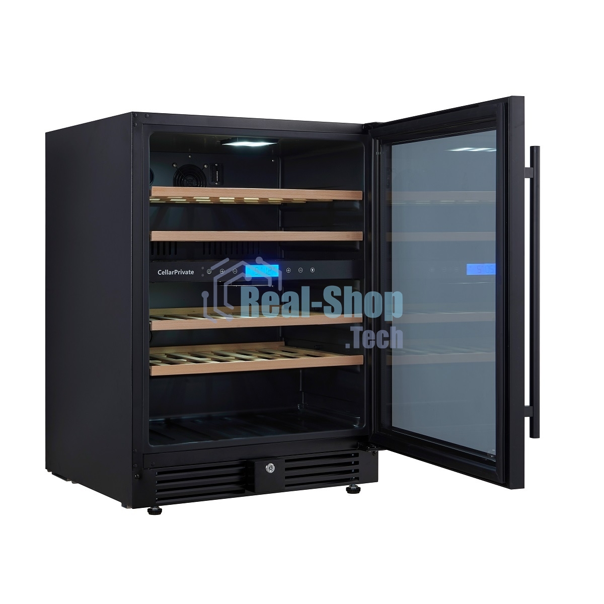 Винный шкаф встраиваемый Cellar Private CP043-2TB чёрный, 129 л, 2 отсека, 43 бут.