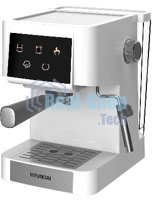 Кофеварка рожковая Hyundai HEM-3203 белый/серебристый, исп. кофе - молотый, 1.5 л, 1000 Вт, 20 бар