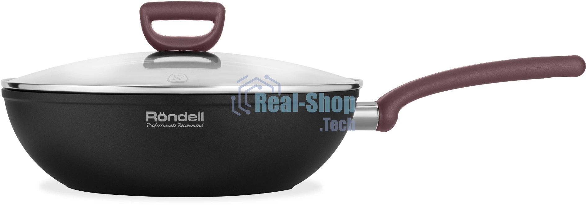 Сковорода ВОК (WOK) Rondell Fest RDA-1527 круглая 28 см, покрытие: Xylan Plus ручка несъемная (с крышкой) черный