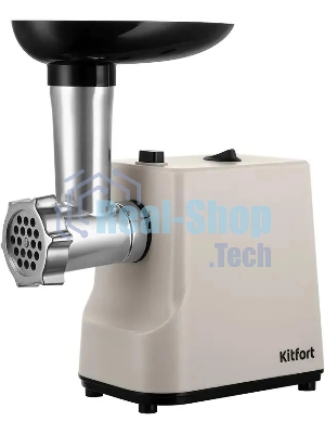 Мясорубка электрическая Kitfort КТ-2126 серый, 800 Вт, 1.2 кг/мин, реверс, защита от перегрузки, насадки - 4