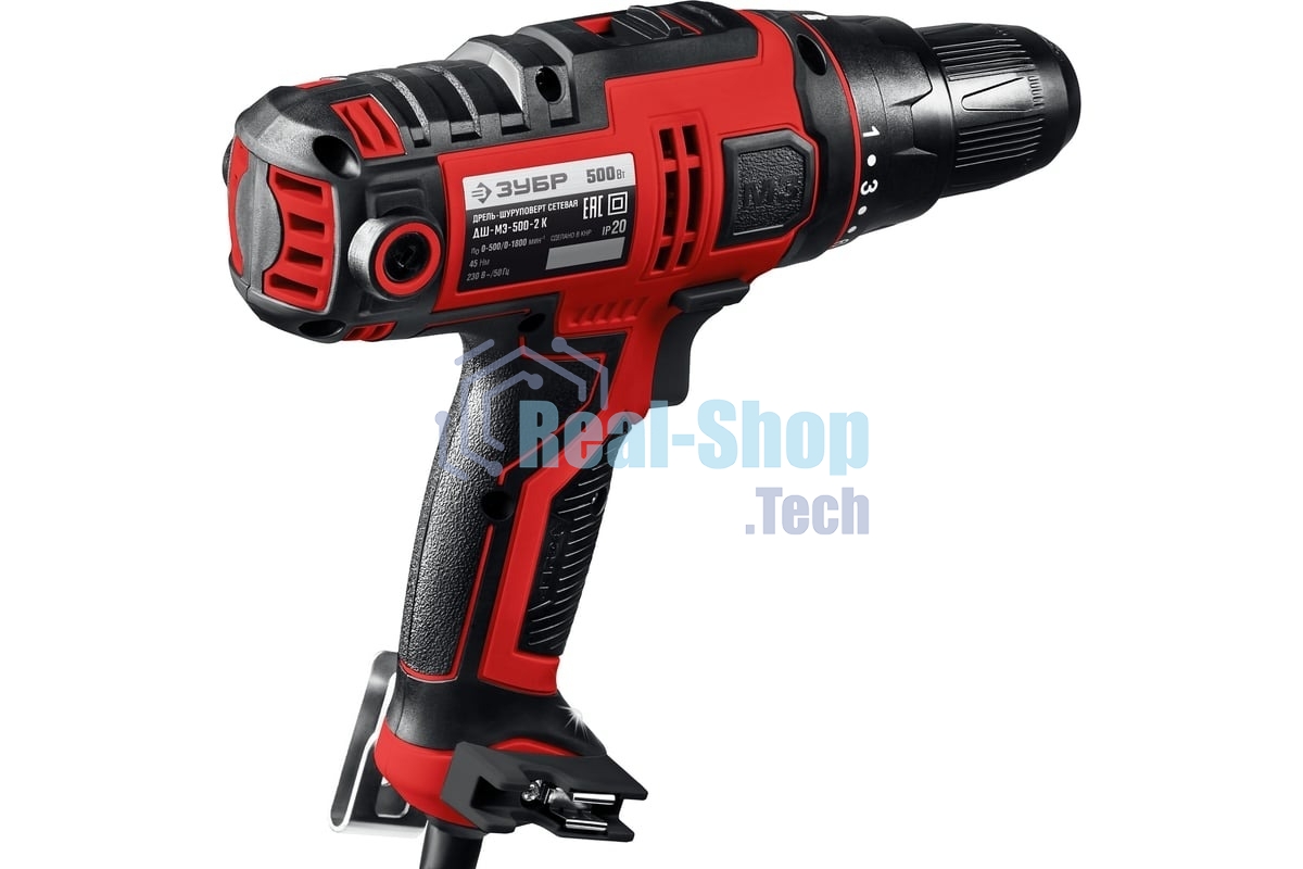 Дрель-шуруповерт сетевой ЗУБР ДШ-М3-500-2 К, Сетевая, 500 Вт, Кейс