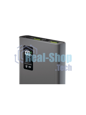 Портативный аккумулятор OLMIO QR-10, 10000mAh, 22.5W, QuickCharge3.0/PowerDelivery, LCD, серый