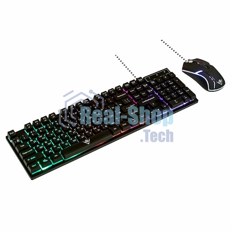 Комплект клавиатура+мышь Nakatomi KMG-2305U проводной, USB, 1600 DPI, черный
