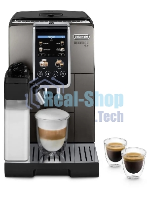 Кофемашина автоматическая DeLonghi Dinamica Plus ECAM380.95.TB черный/серый, исп. кофе - зерновой/молотый, 1.8 л, 1450 Вт, 15 Бар.