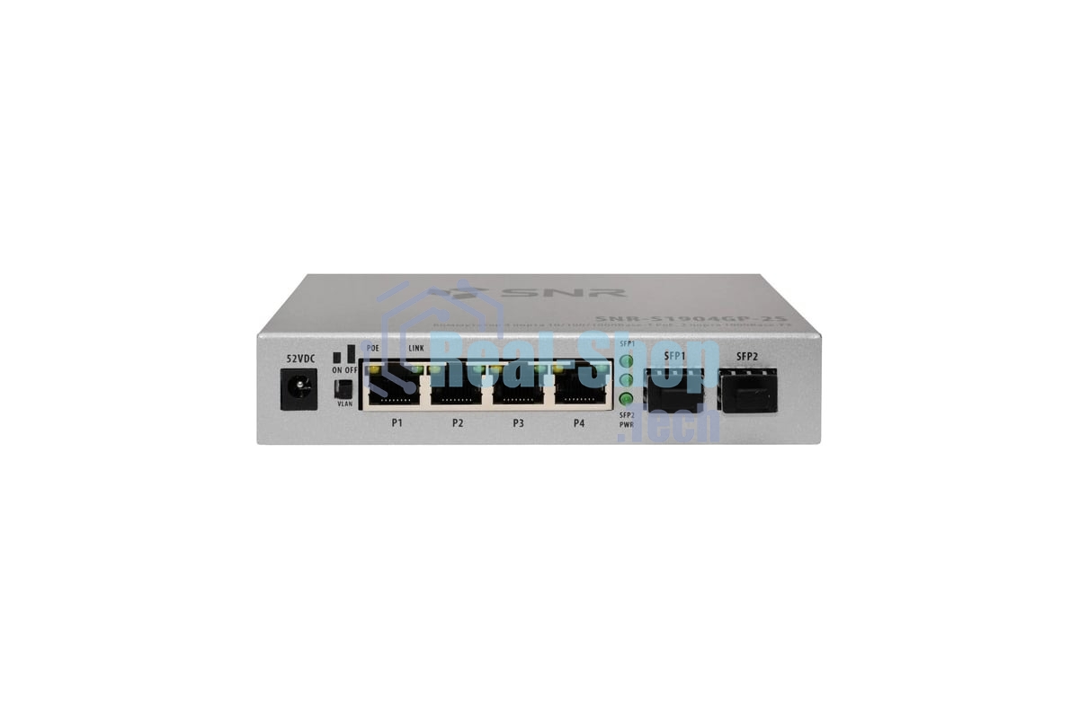 Коммутатор SNR SNR-S1904GP-2S, 1 Гбит/с, количество портов 4 шт, (L2)