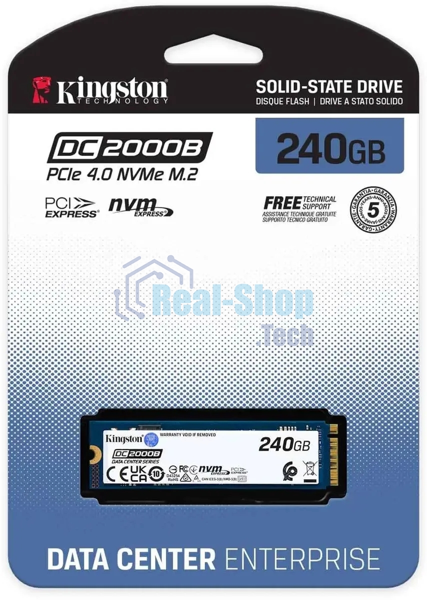 Накопитель SSD Kingston DC2000B, 240Gb, PCIe 4.0 x4, M.2 2280, R/W 4500/400
