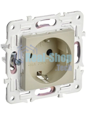 Розетка IEK SKANDY SK-R06B 16А с заземл. защ. штроки б/к бежевый SK-R14-16-1-K10
